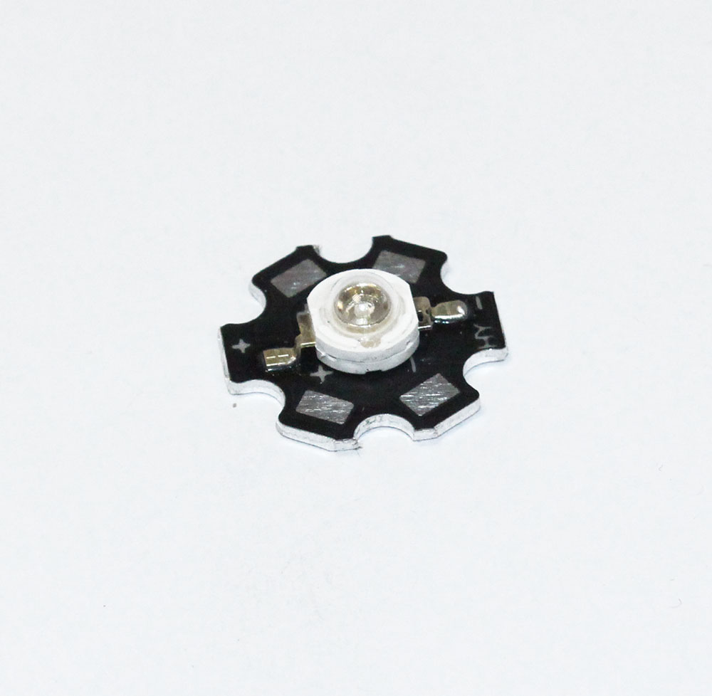 Светодиод 3,0-3,4V 1W СИНИЙ, Emitter на радиаторе